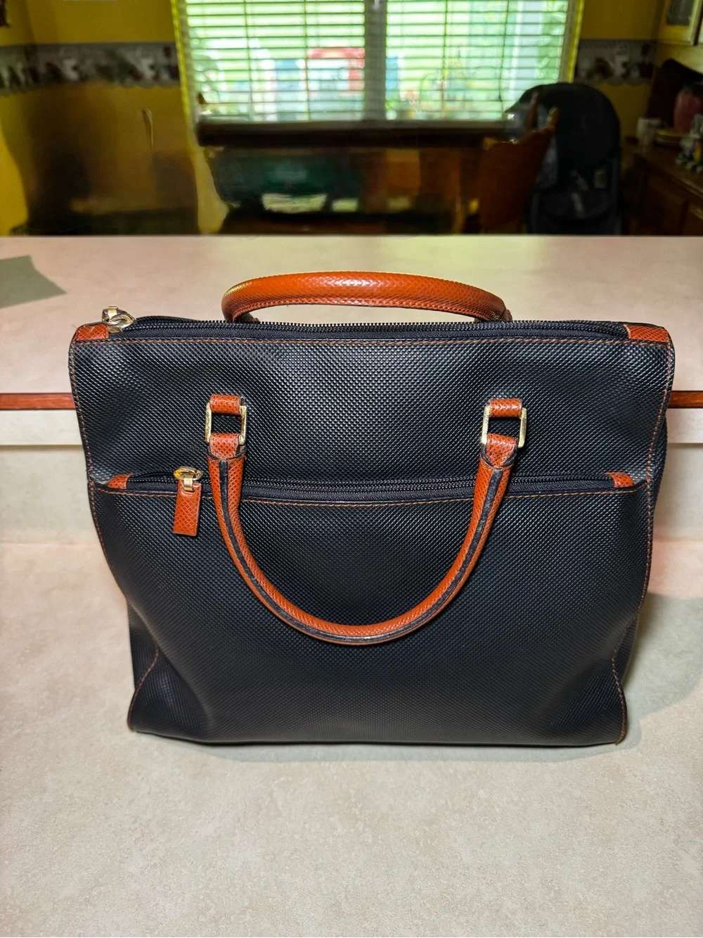 Vtg Bottega Veneta Marco Polo Black Handbag/Tote Bag Pre-owned